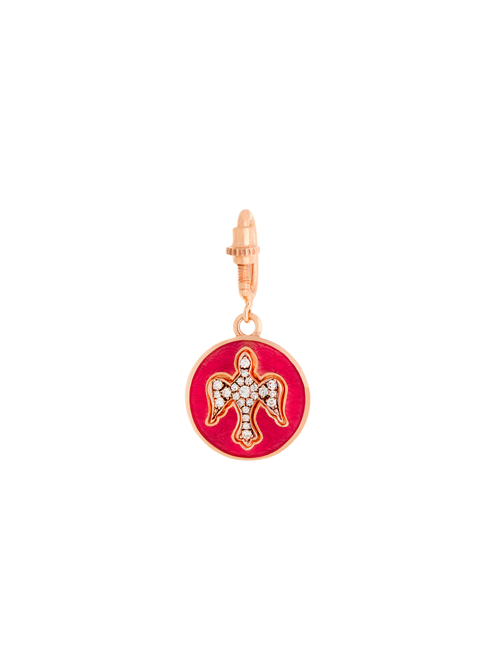 CHARM OISEAU EMAIL ROUGE ET DIAMANTS