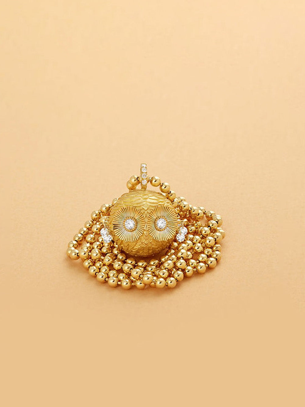 PENDENTIF CHOUETTE OR JAUNE ET DIAMANT