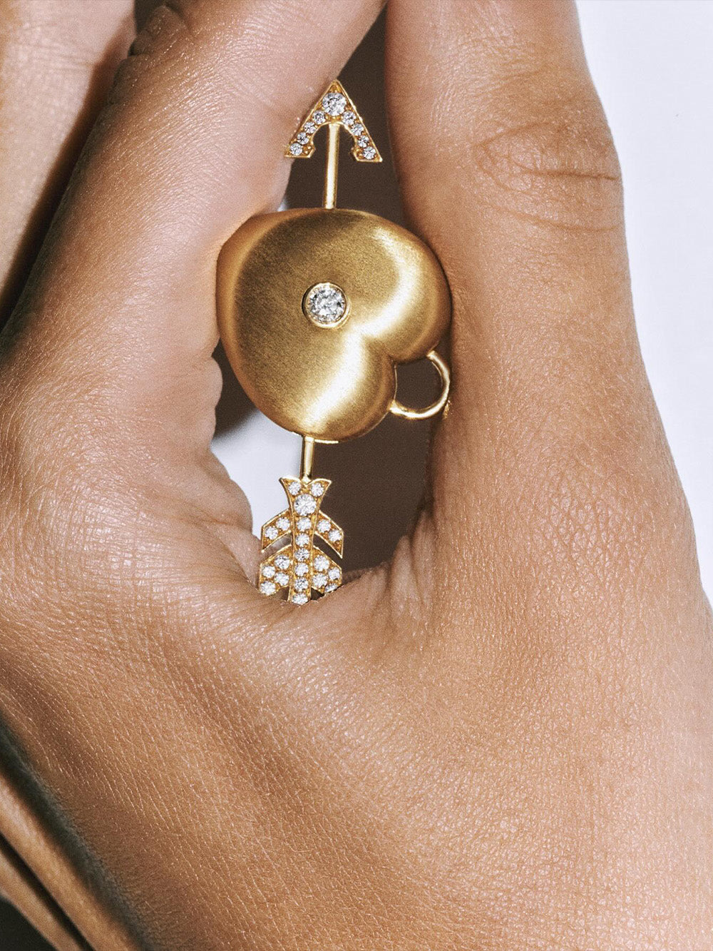 PENDENTIF COEUR PERCE OR ET DIAMANTS