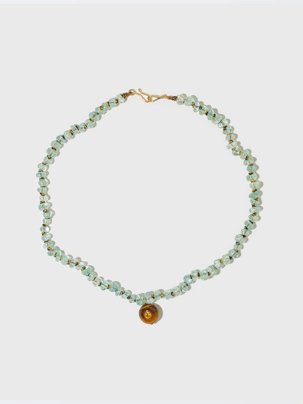 AQUAMARINE AND TIGER'S EYE PEARL NECKLACE