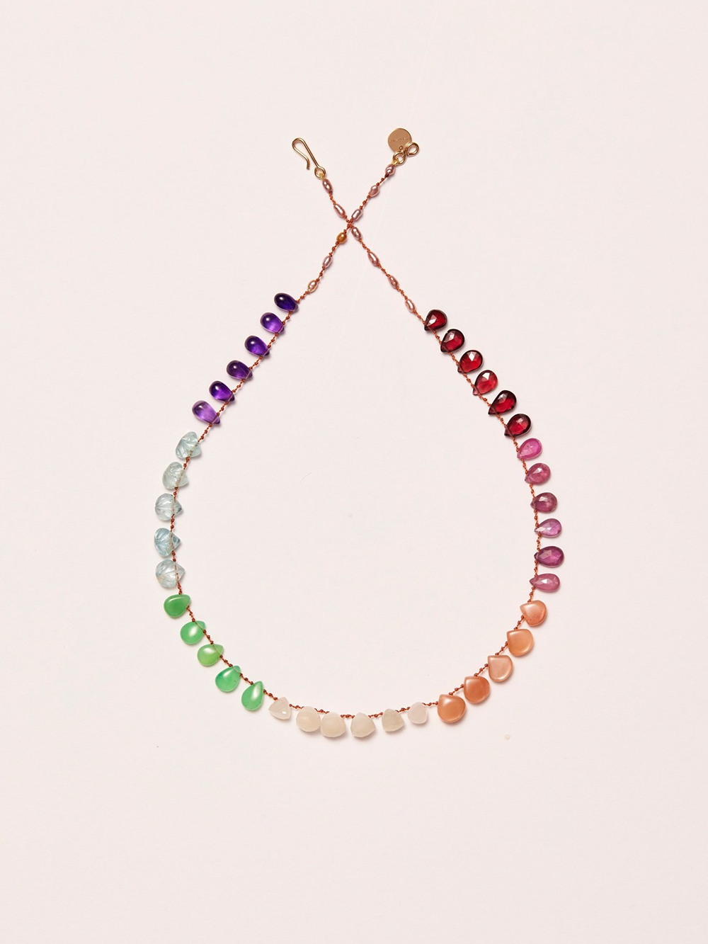 RAINBOW NECKLACE AMAZONITE GRENAT SAPHIRS