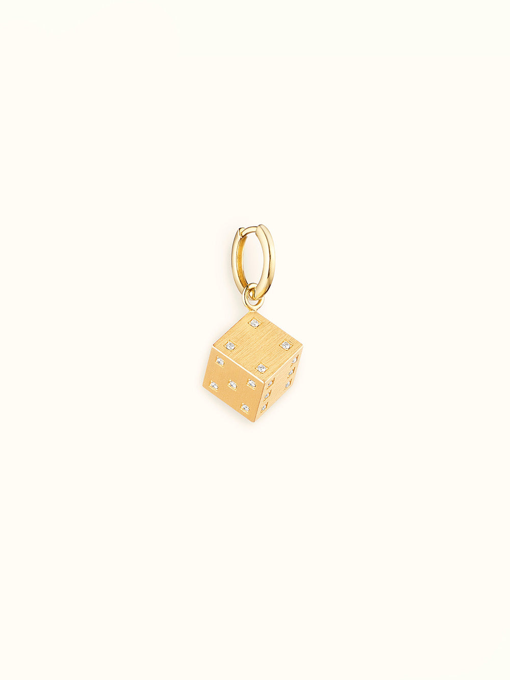 PENDENTIF DADO OR JAUNE ET DIAMANTS 11 MM