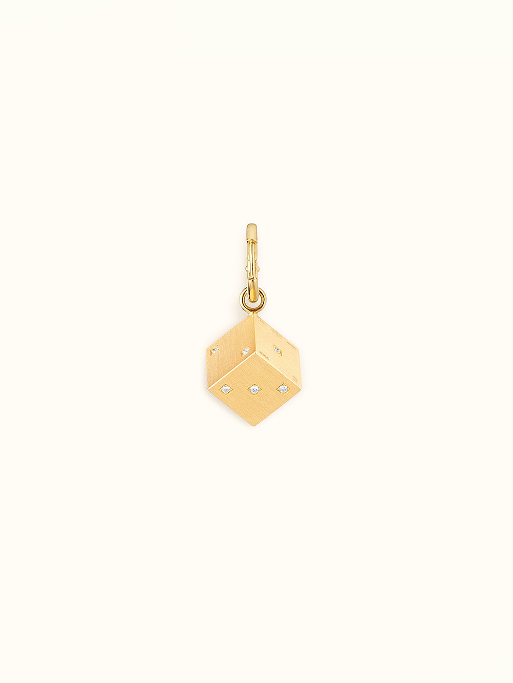 PENDENTIF DADO OR JAUNE ET DIAMANTS 11 MM