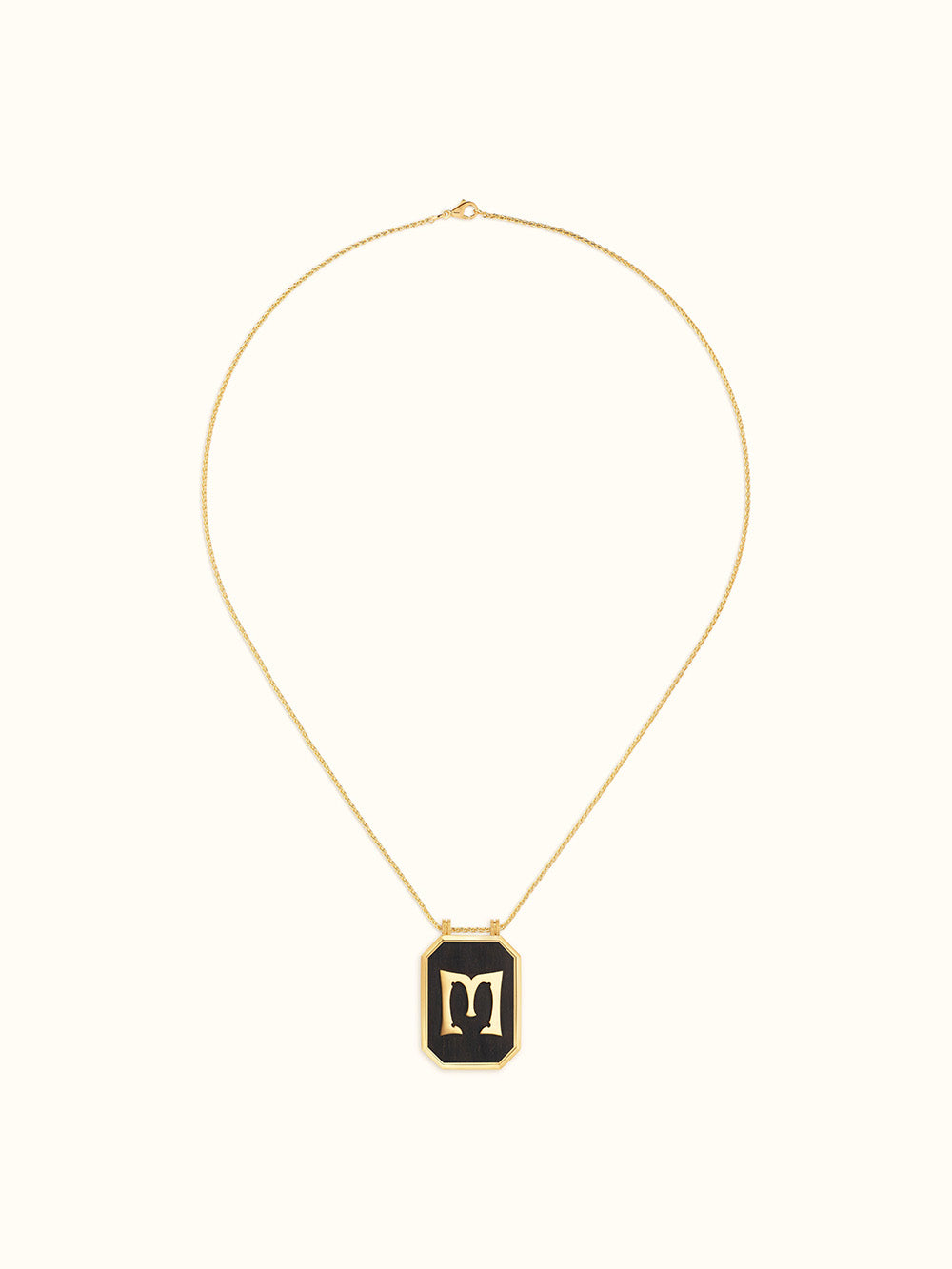 SCAPULAIRE EBONY LETTRE M OR, DIAMANT ET EBENE