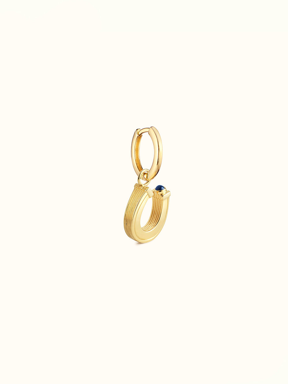 BOUCLE D'OREILLE BABY CHARM HORSESHOE OR ET SAPHIR BLEU