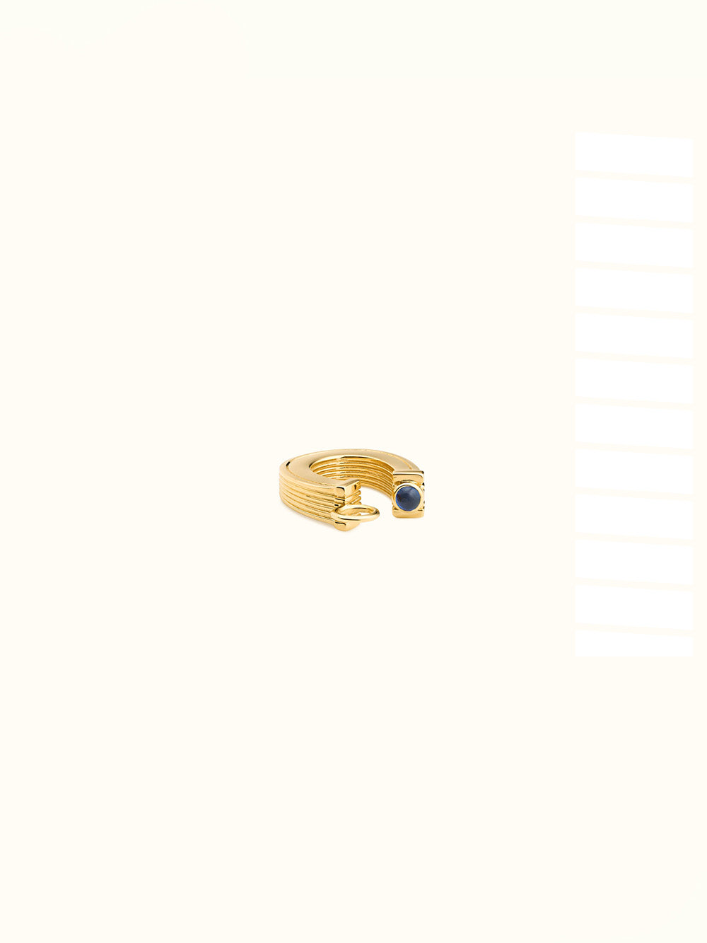 BOUCLE D'OREILLE BABY CHARM HORSESHOE OR ET SAPHIR BLEU