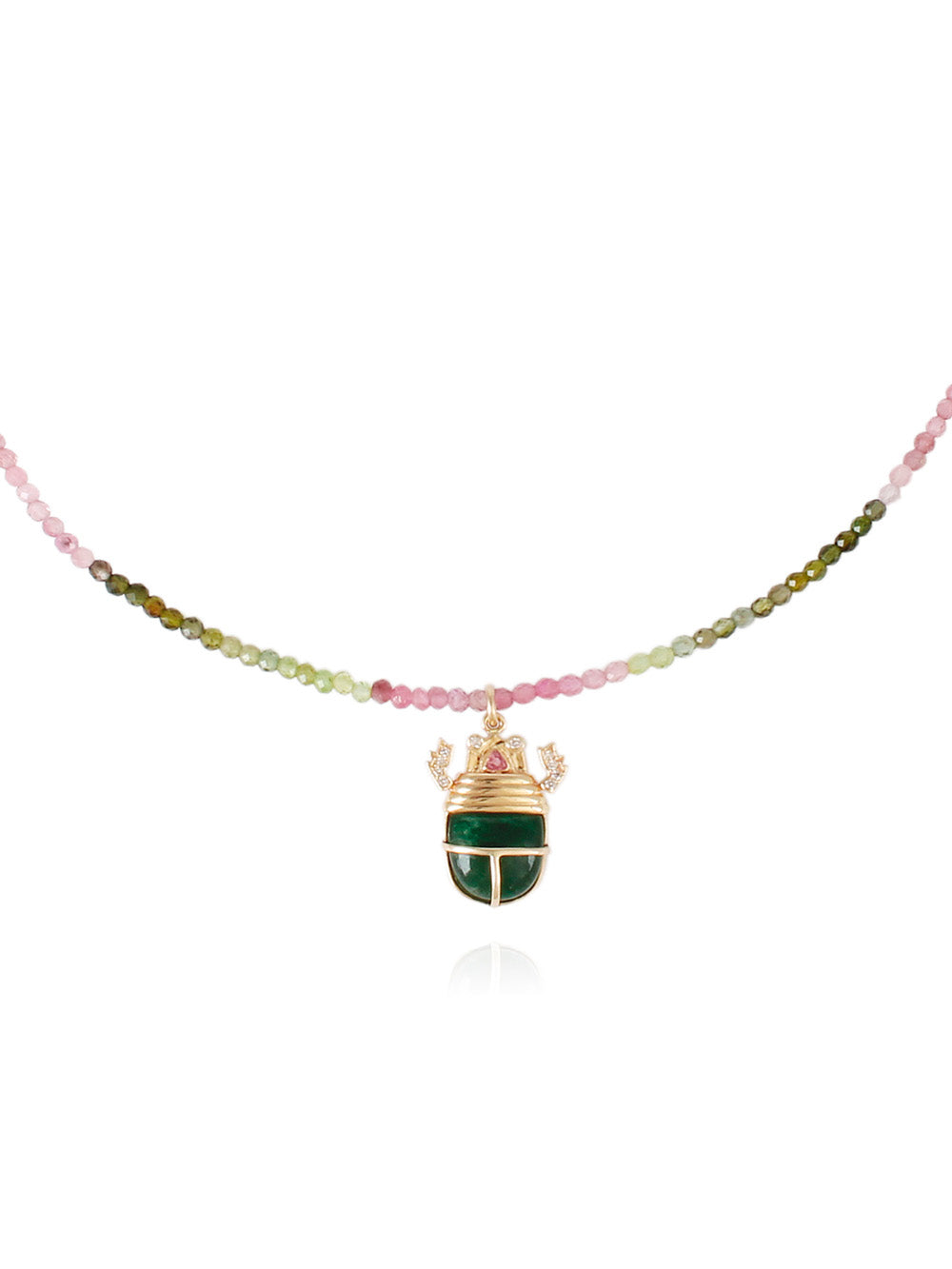 COLLIER SCARABÉE TOURMALINE ET JASPE