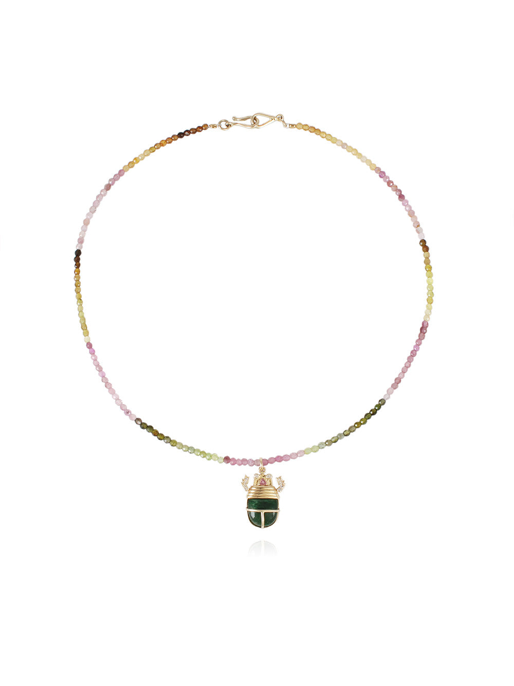 COLLIER SCARABÉE TOURMALINE ET JASPE