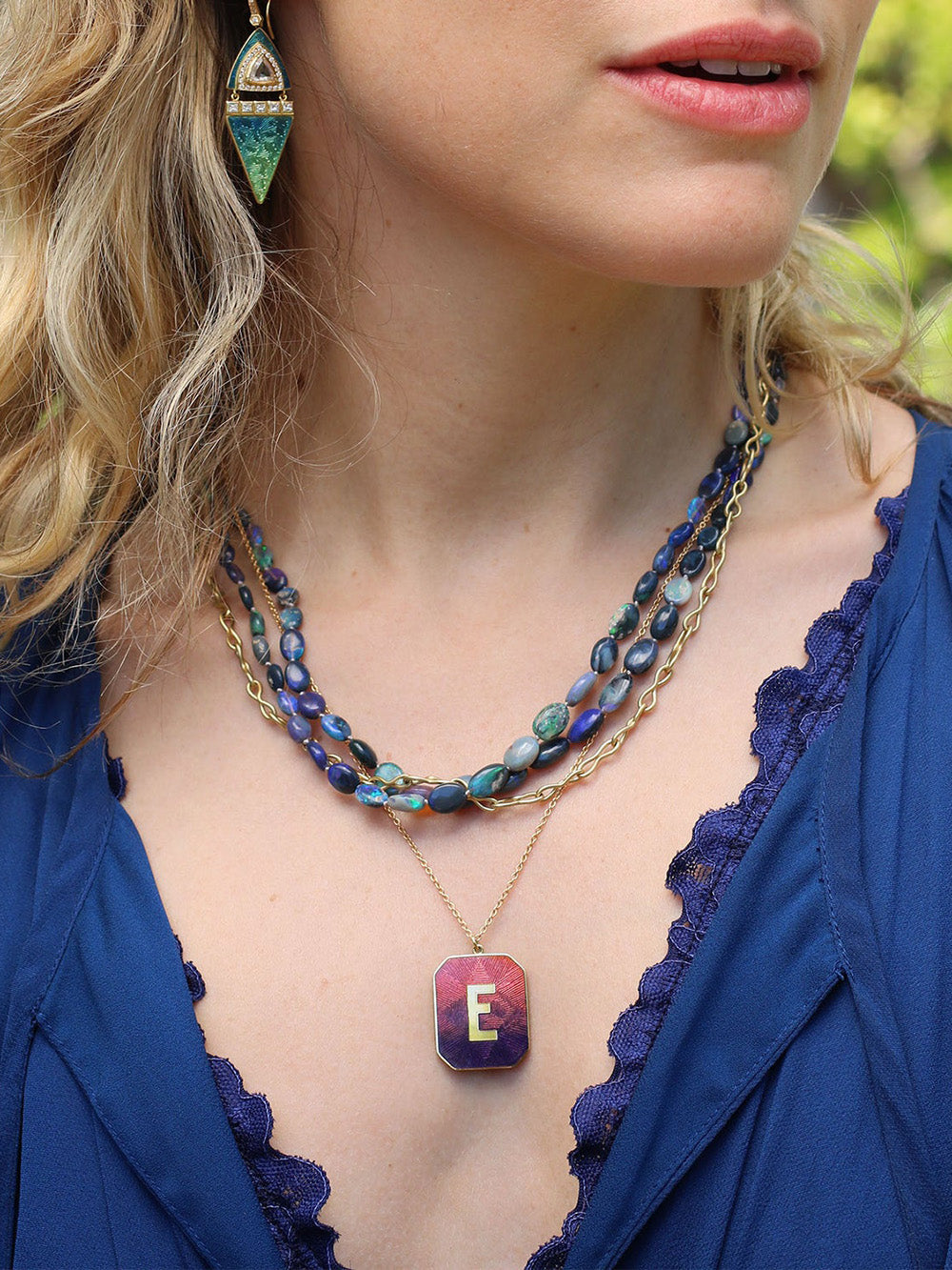 SUNSET E ENAMEL ALPHABET NECKLACE