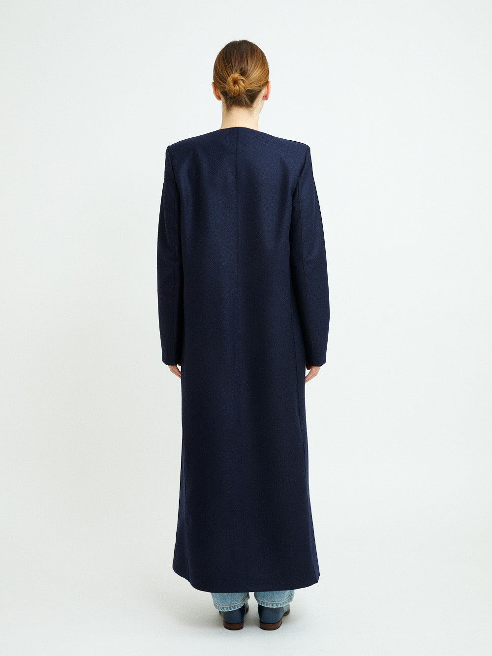UNCOLLARED NAVY BLUE COAT