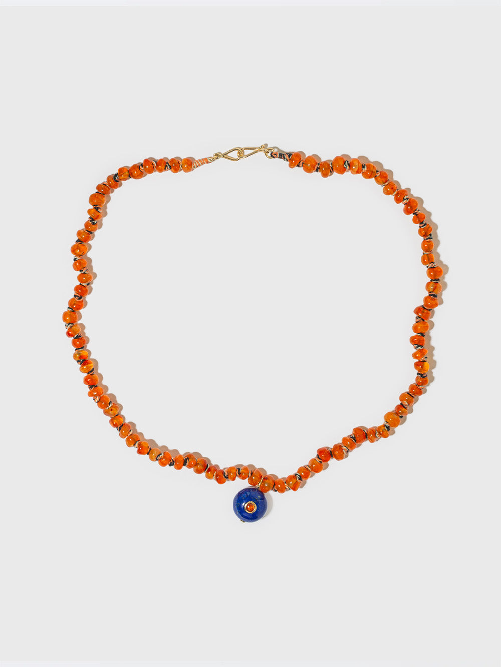 COLLIER PERLES CORNALINE ET LAPIS-LAZULI