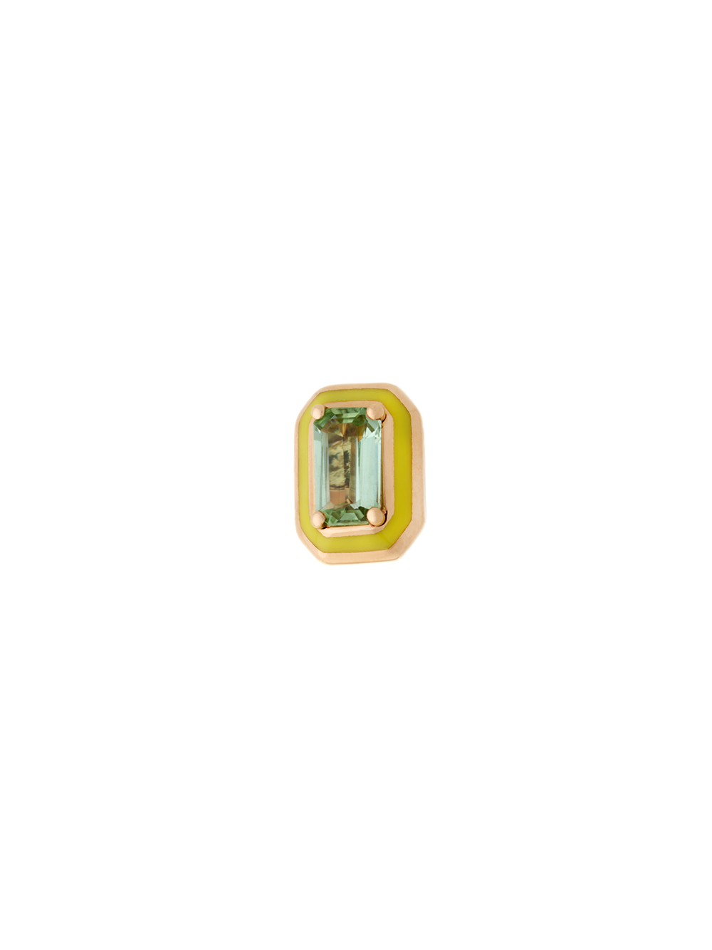 BOUCLE D'OREILLE SAPHIR VERT EMAIL JAUNE