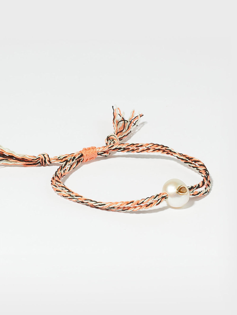 BRACELET SCARLETT PERLE ET GRENAT, CORDON ROSE PALE