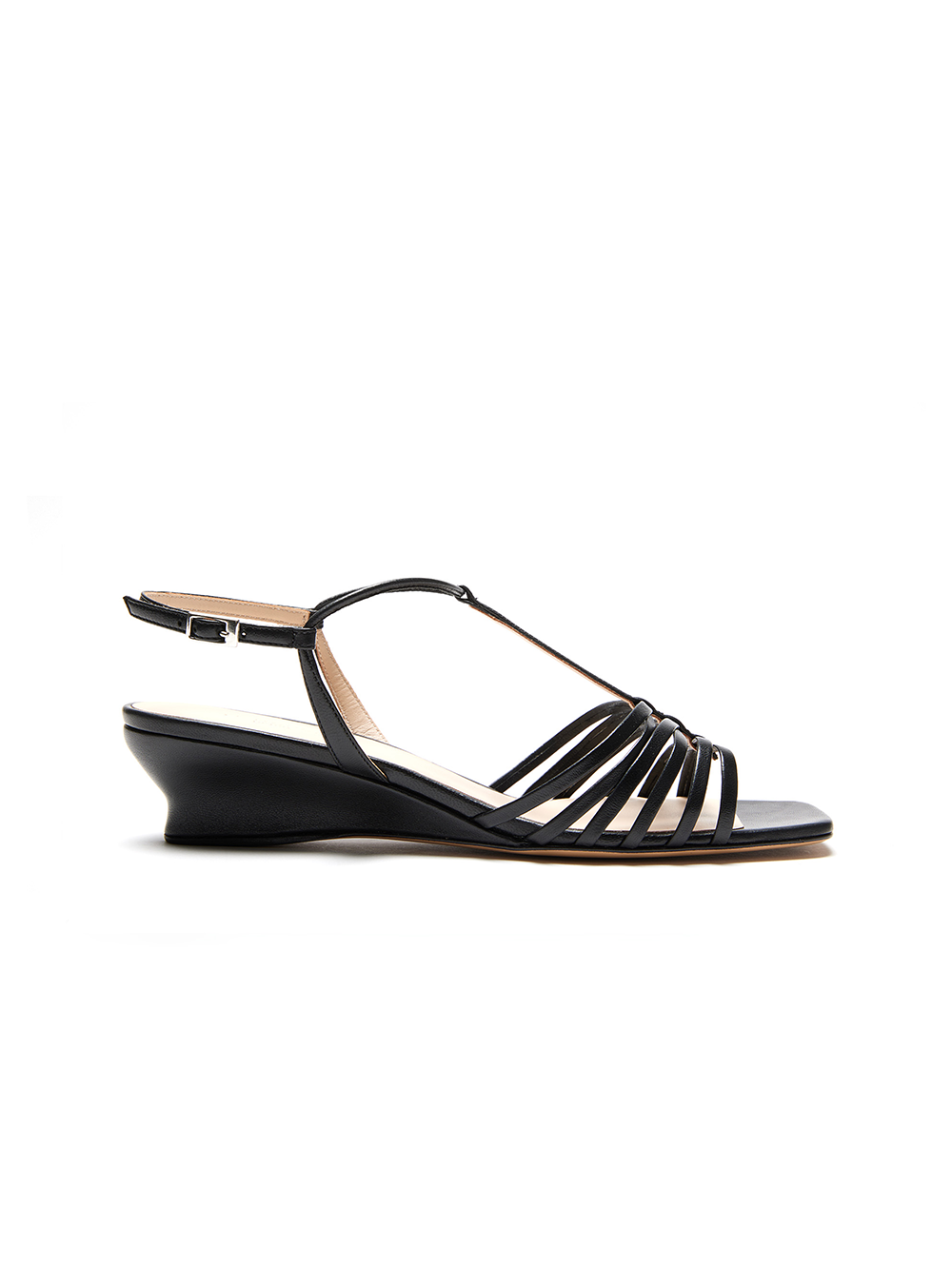 SANDALES CAGE WEDGE CUIR