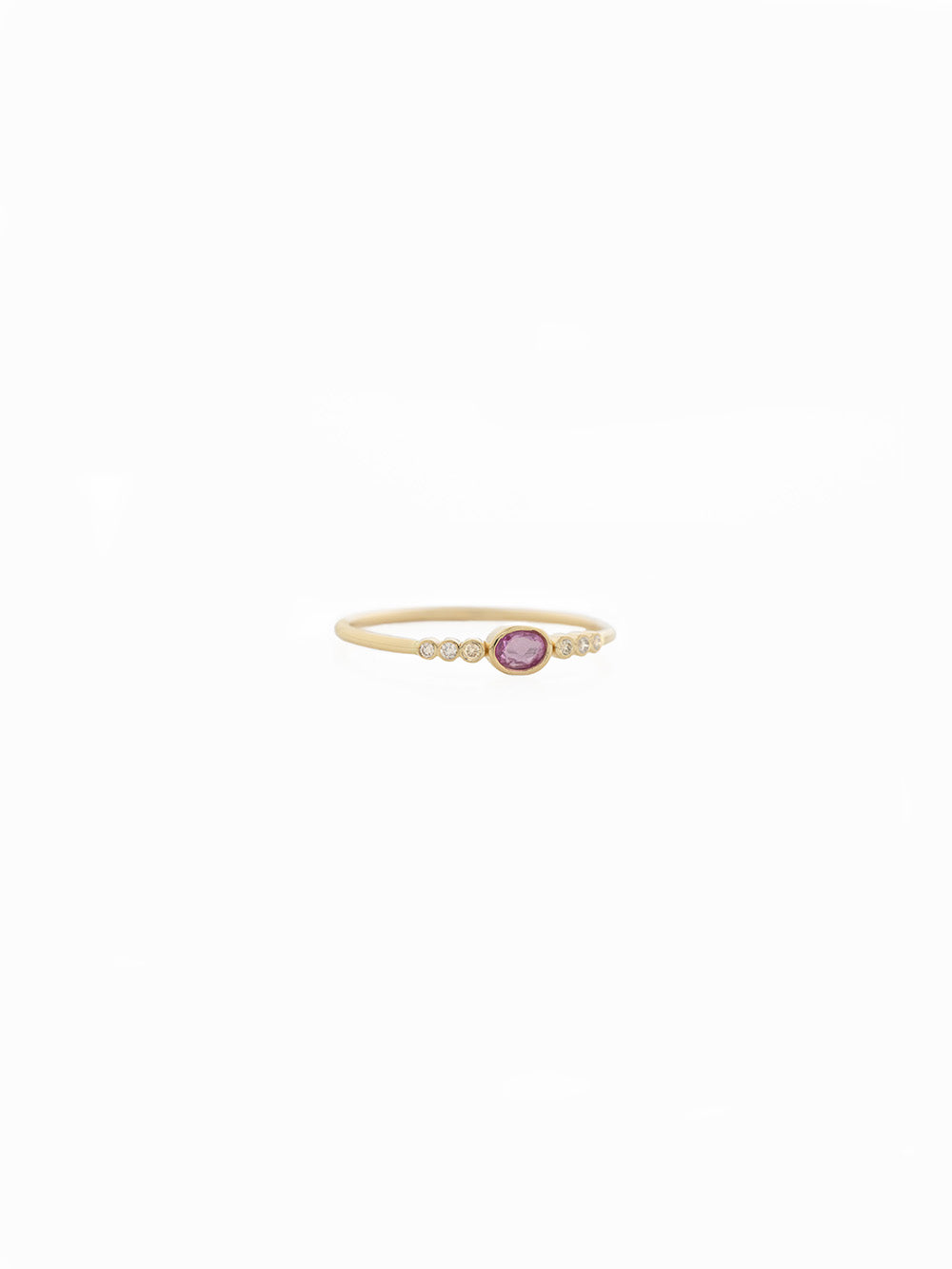 BAGUE SAPHIR ROSE ET 6 DIAMANTS