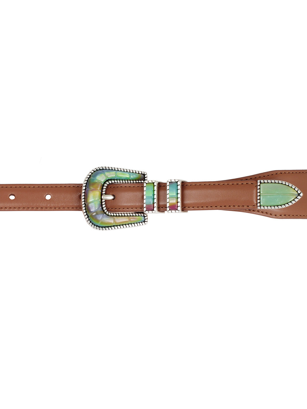 CEINTURE EXCLU CRAZY ARGENT & TAN