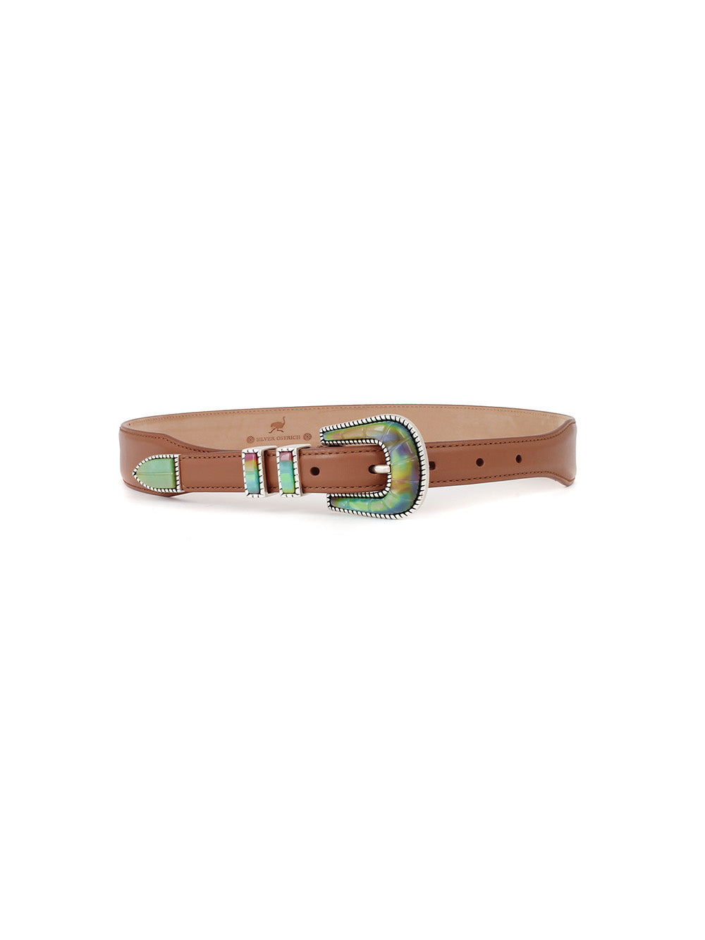 CEINTURE EXCLU CRAZY ARGENT & TAN