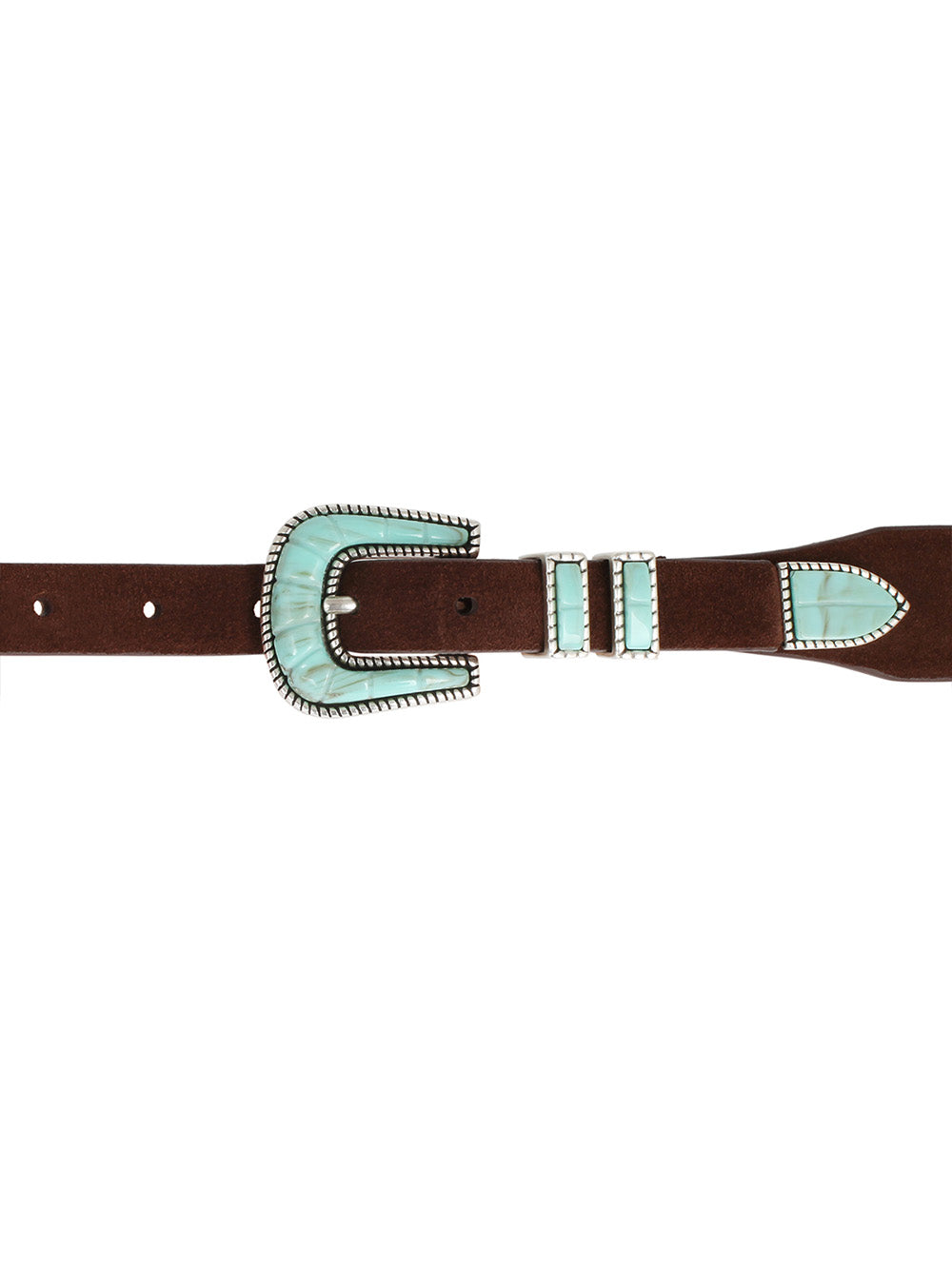 CRAZY BELT IN SOFT BROWN TURQUOISE LEATHER