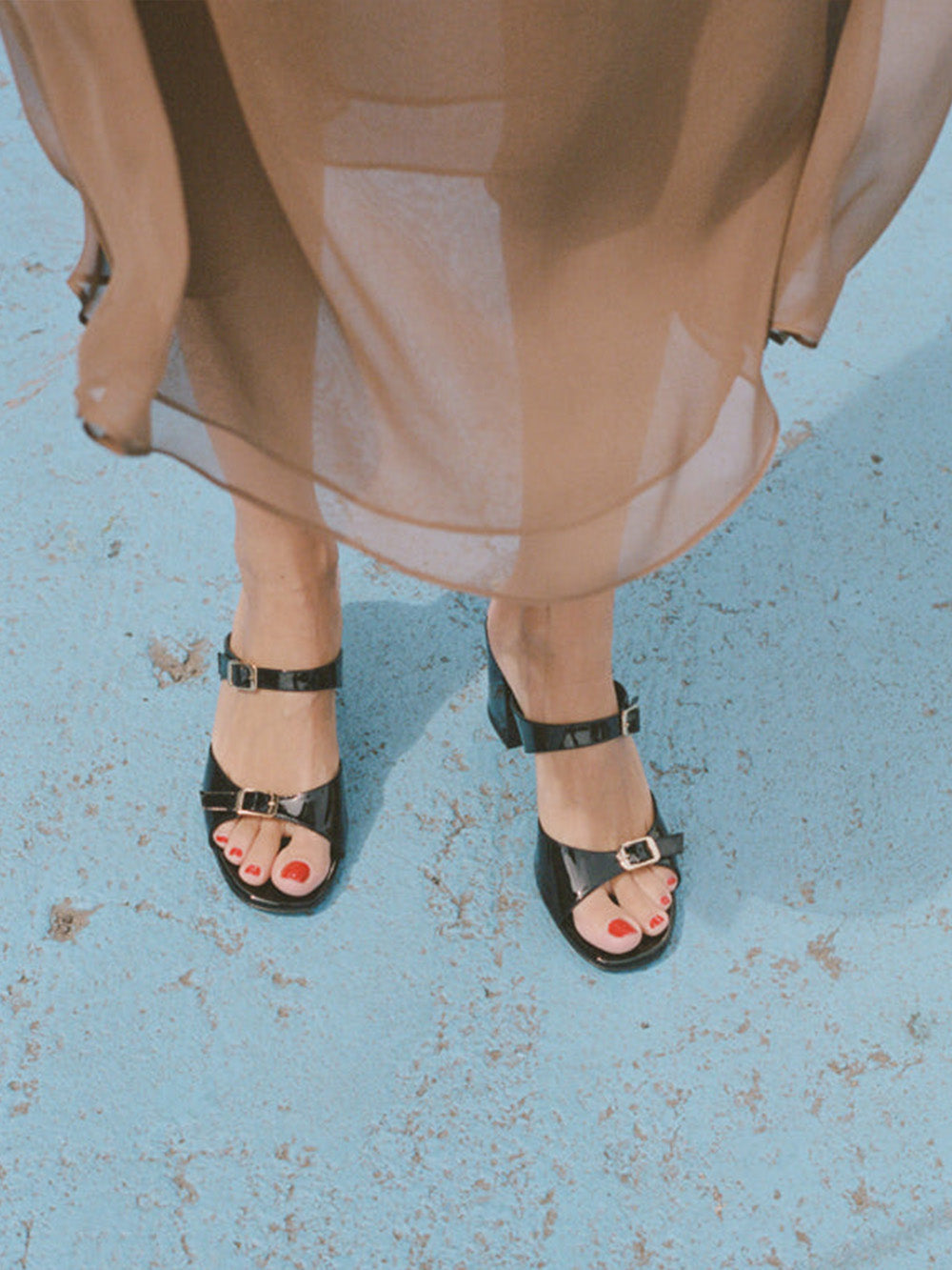 SANDALE UNA PATENT BLACK