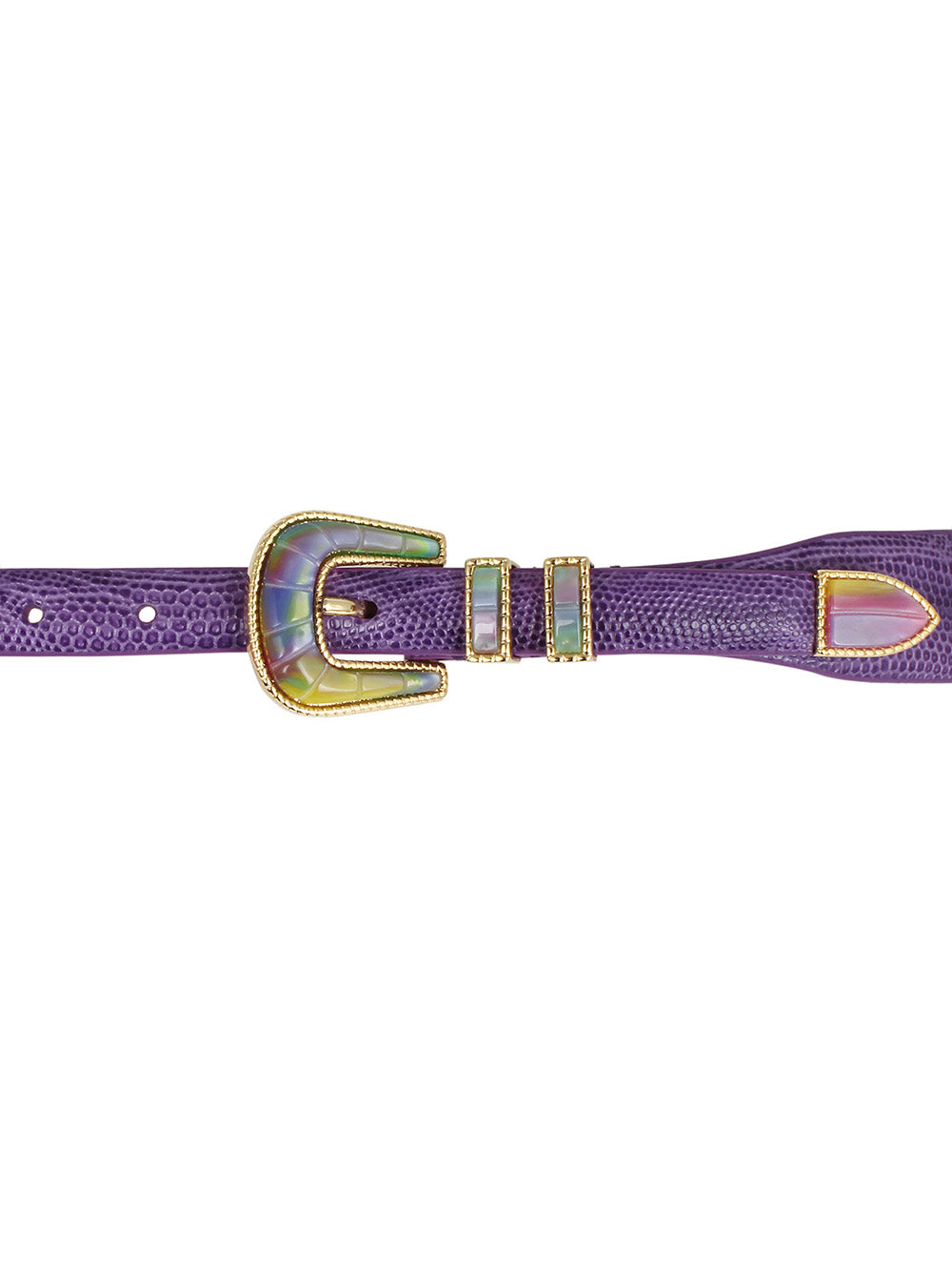 CEINTURE EXCLU CRAZY LEZARD VIOLET ET OR