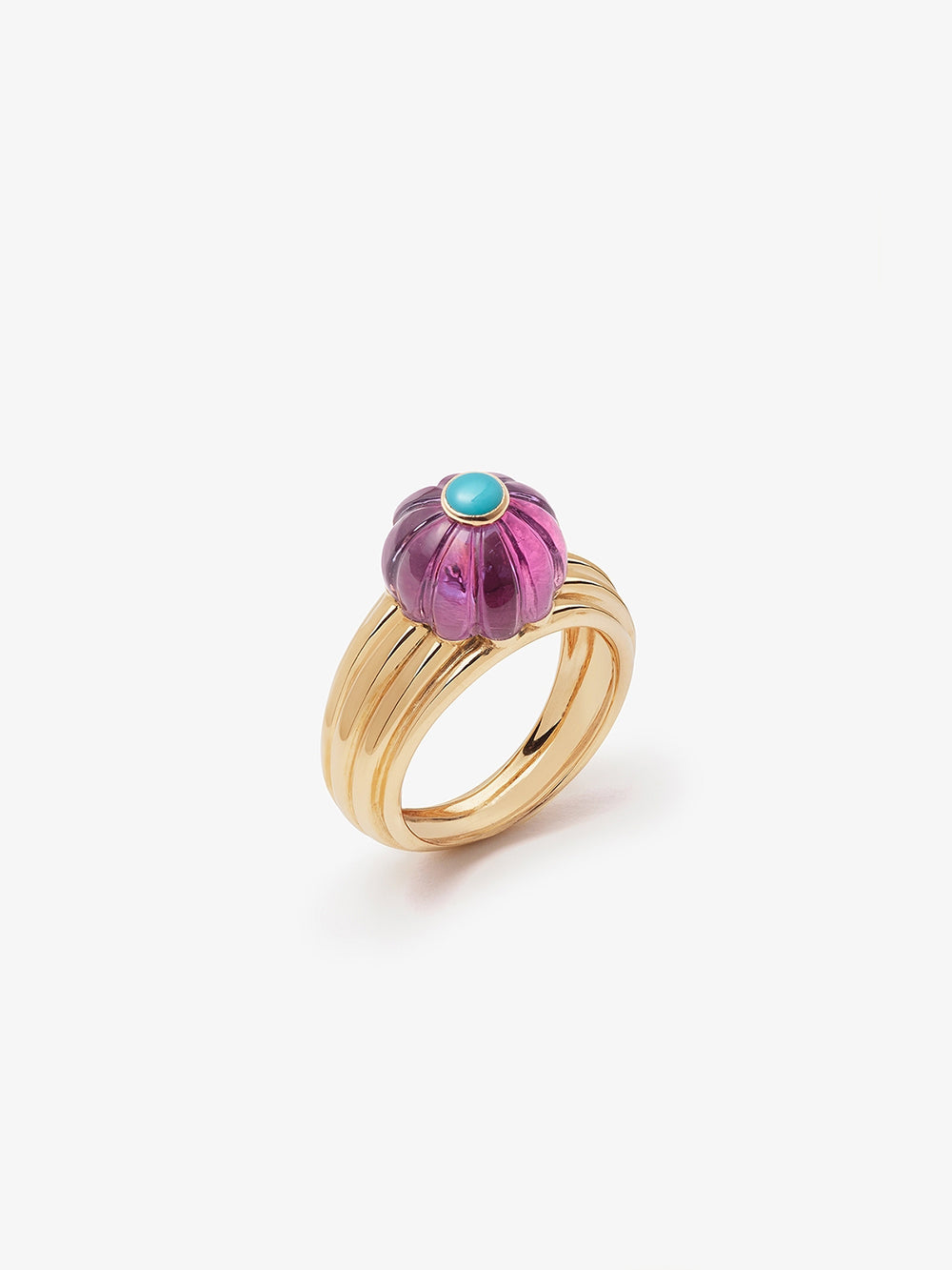 BAGUE GELATO OR ROSE AMÉTHYSTE ET TURQUOISE