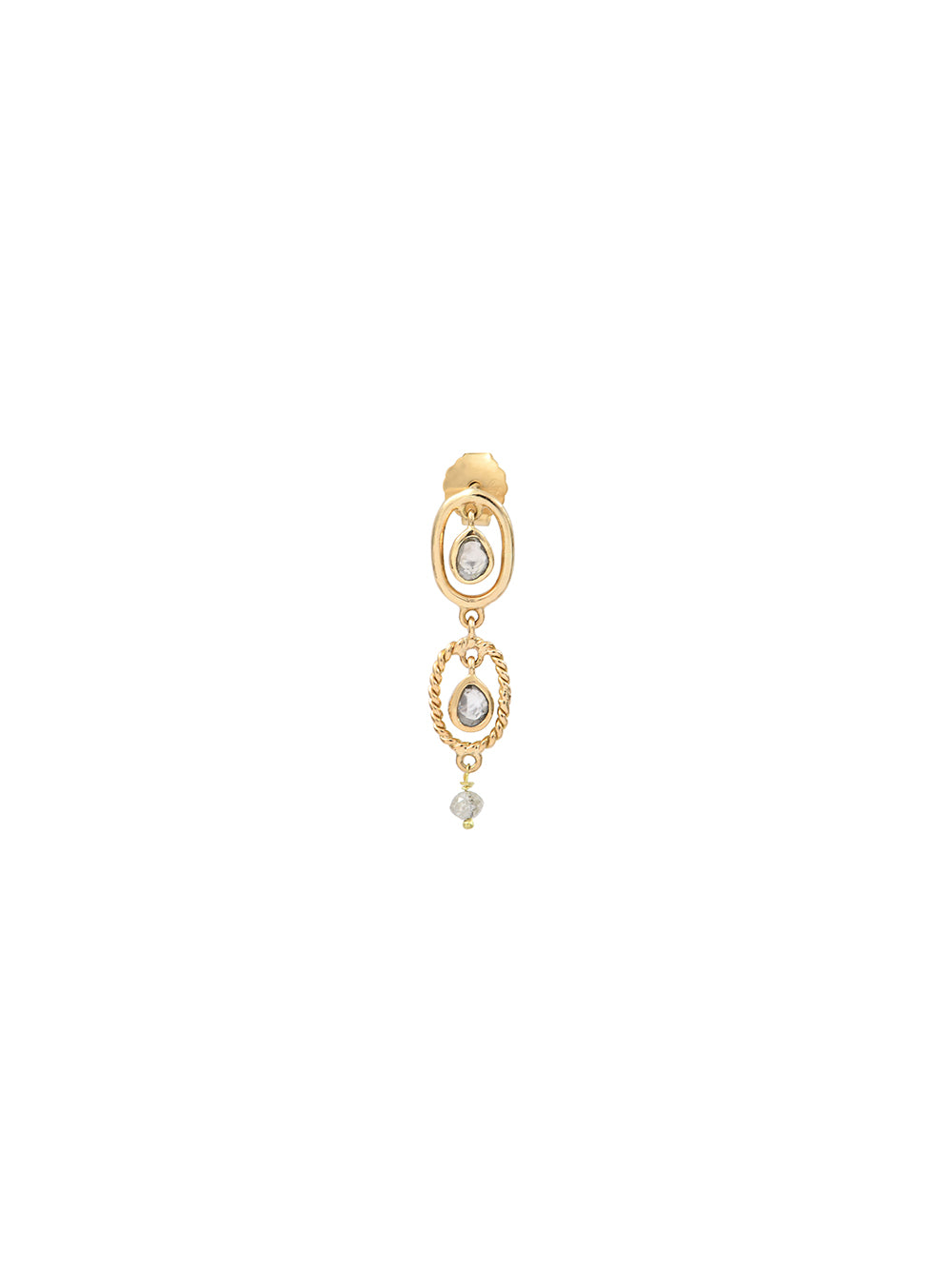 BOUCLE D'OREILLE DOUBLE DIAMANTS POLKI