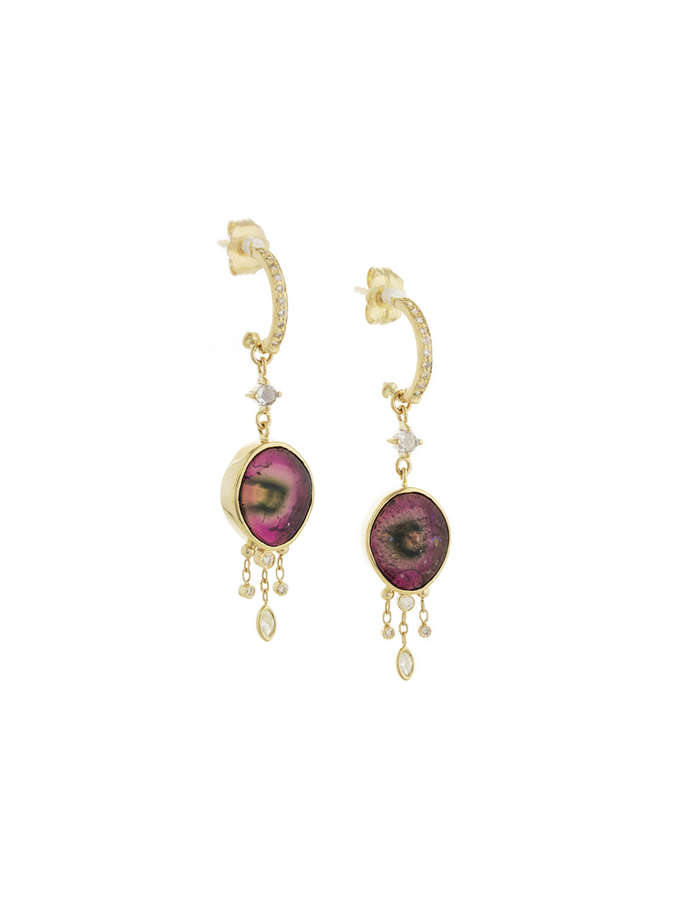 BOUCLES D'OREILLES TOURMALINES ET DIAMANTS