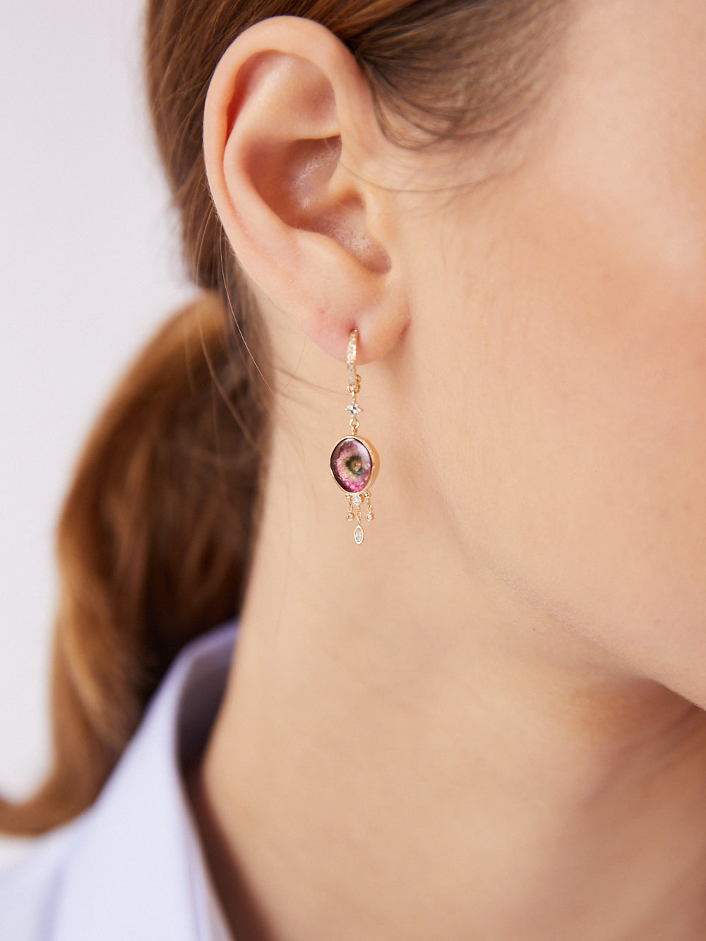 BOUCLES D'OREILLES TOURMALINES ET DIAMANTS