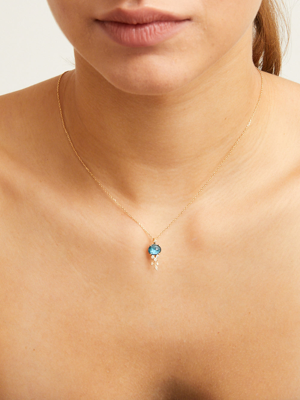 COLLIER JELLYFISH TOURMALINE BLEUE