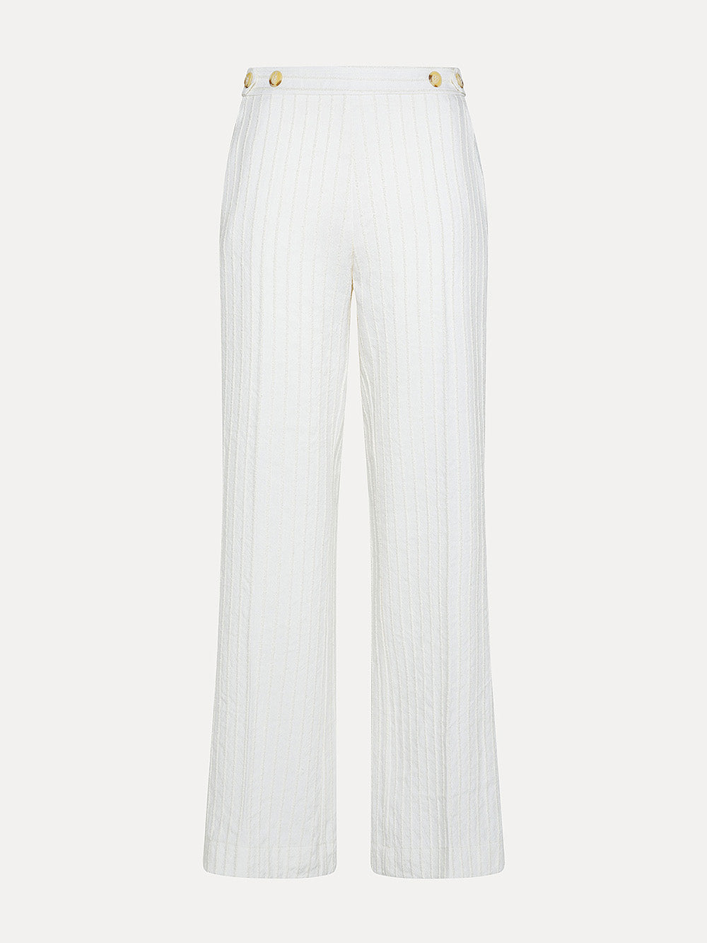 IVORY COTTON AND LINEN FLARE PANTS