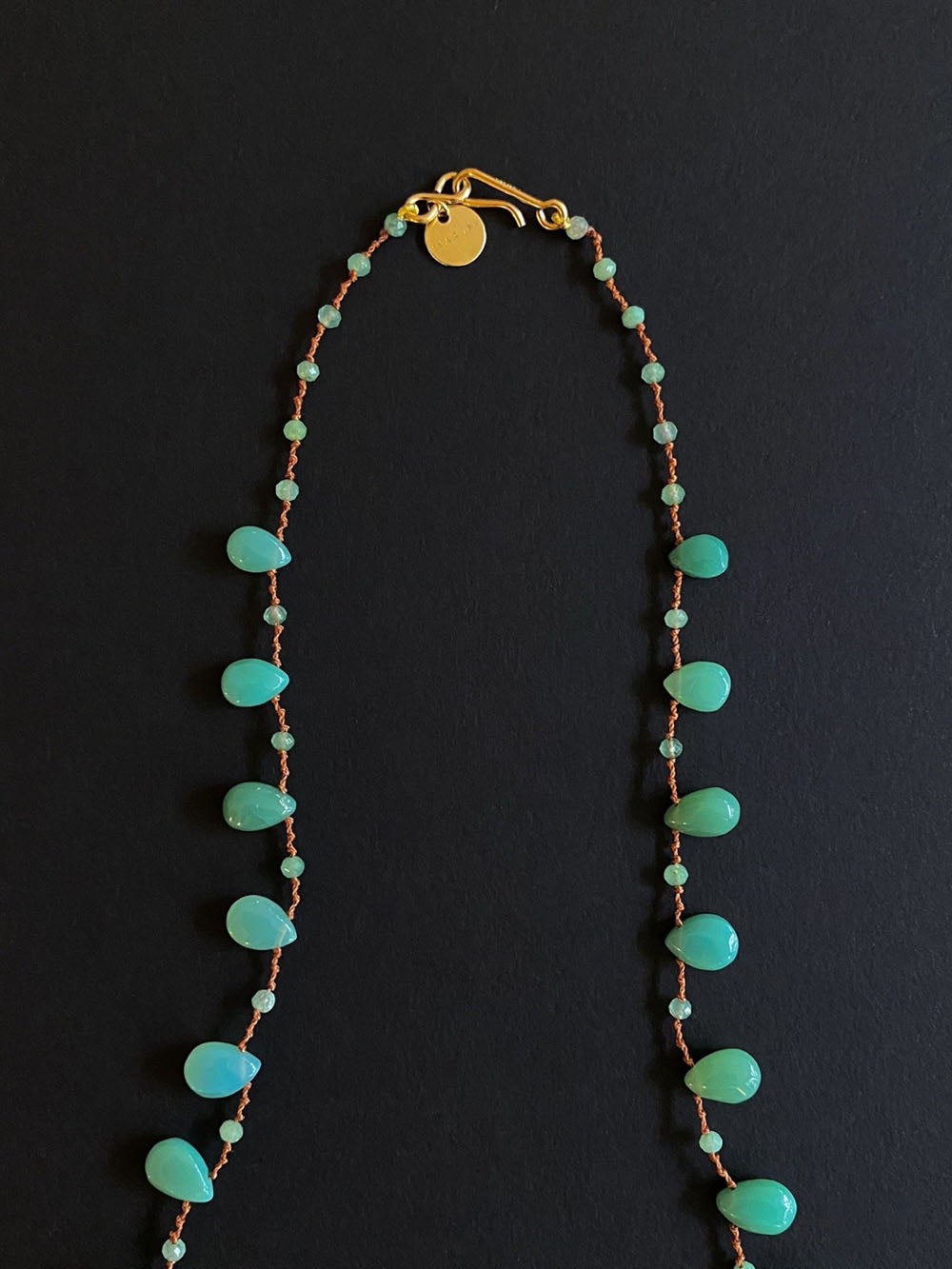 COLLIER EVERGREEN DROPS & BEAD CHRYSOPRASE