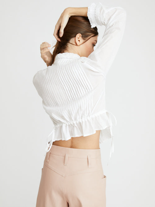 BELLA SHORT BLOUSE WITH JABOT