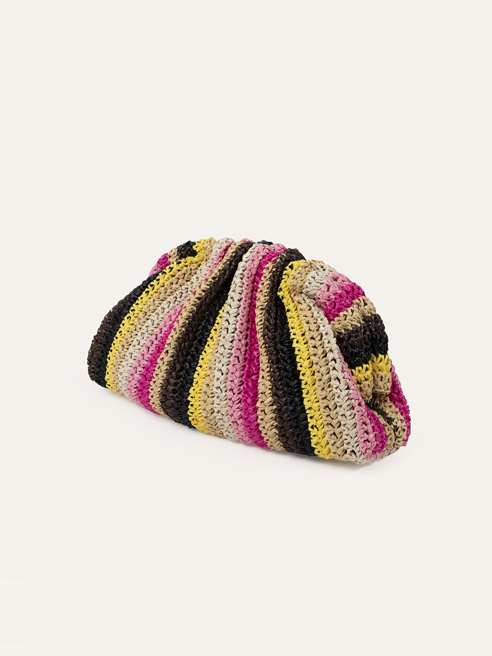 PINK AND YELLOW STRIPED CROCHET GAME BAG