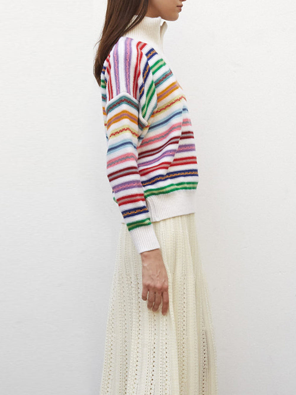 KNITTED TEDDY TRUCKER SWEATER