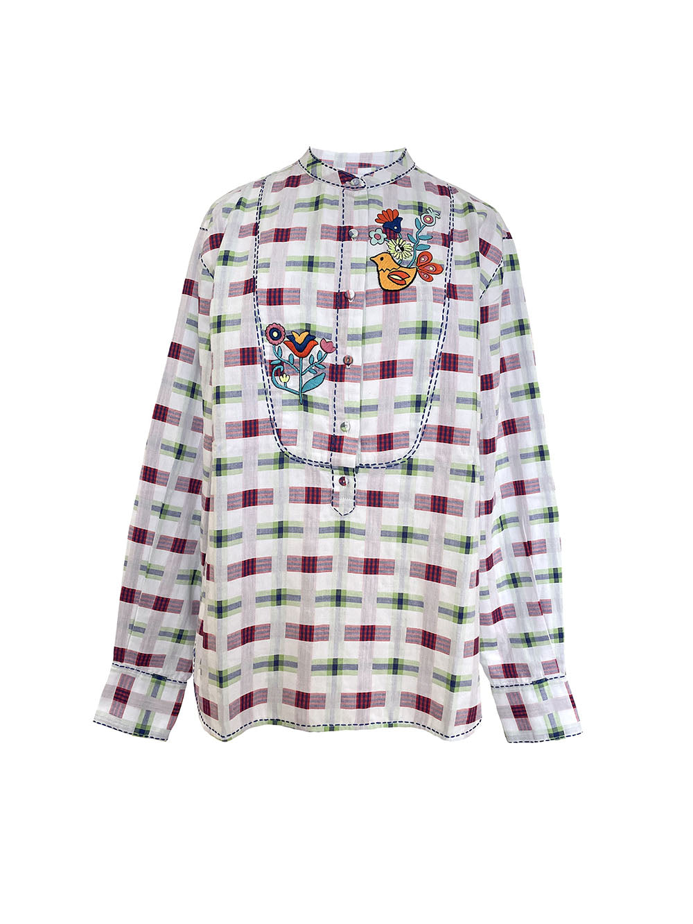 SHIRT BIRD OF JOY CHECKED RED GREEN