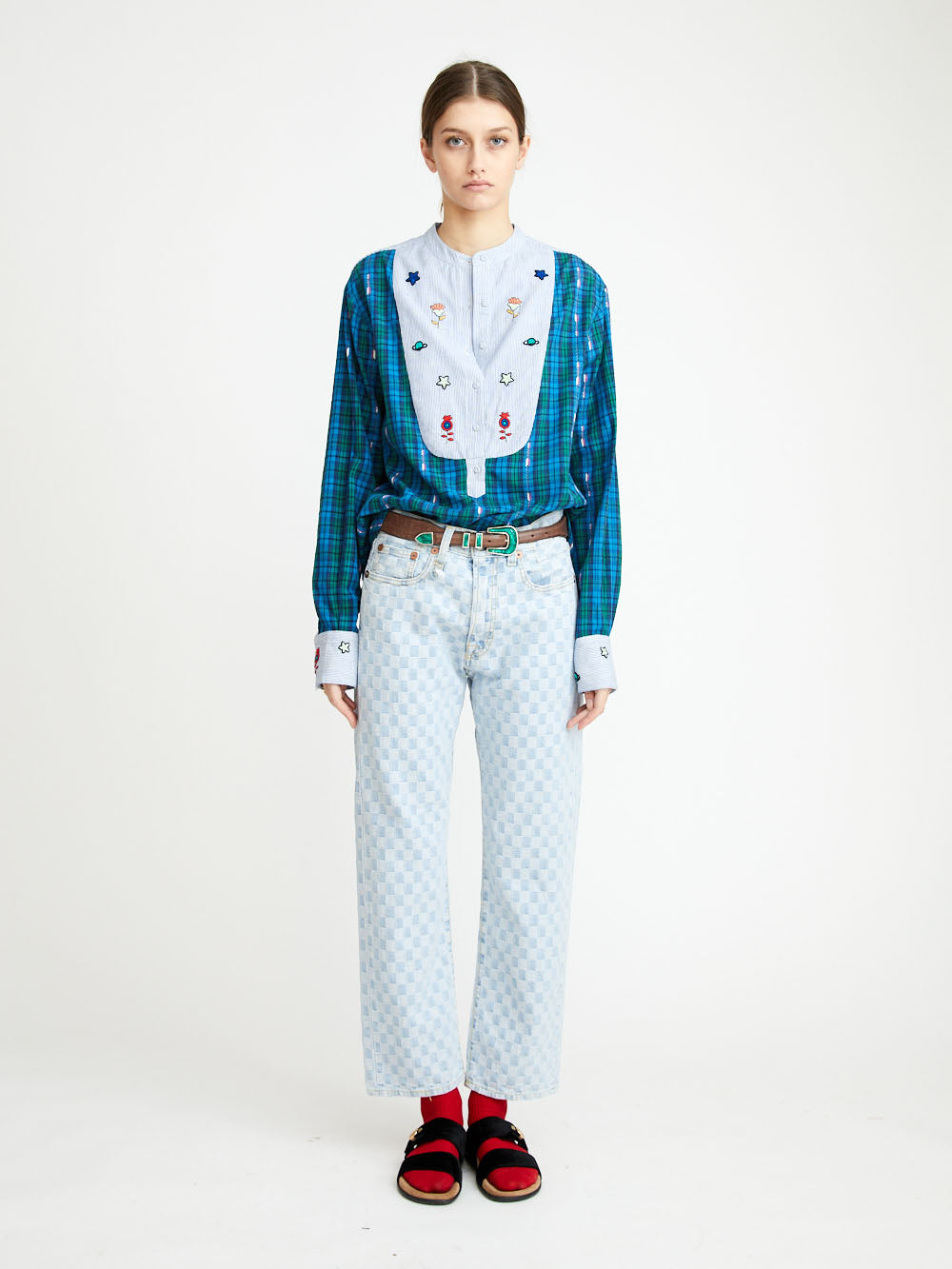 CHEMISE INCA CARREAUX VERT BLEU