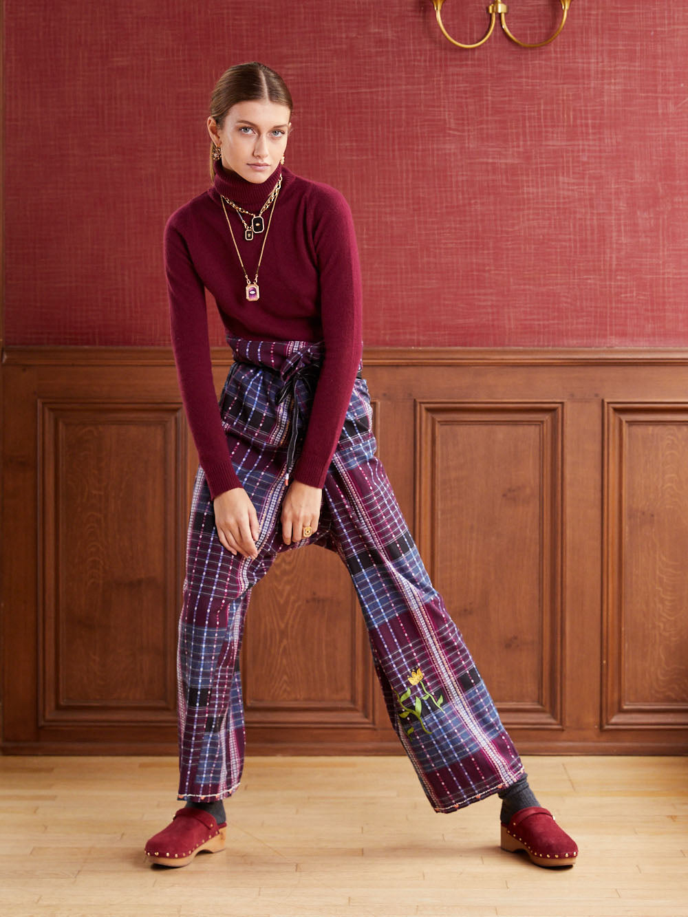 NAVY BORDEAUX THAI TROUSERS