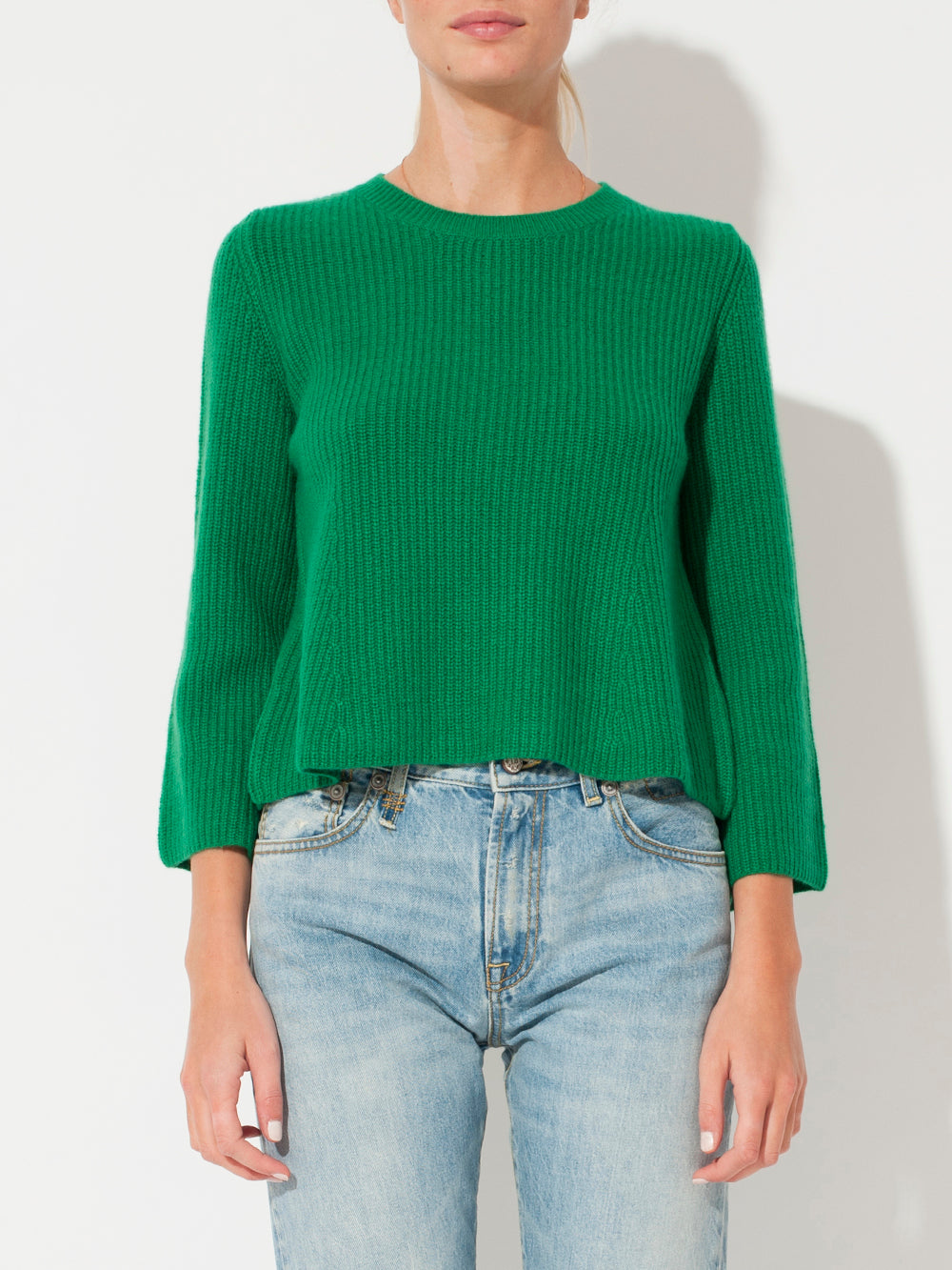 JUNGLE GREEN LONG-SLEEVED FLARE SWEATER
