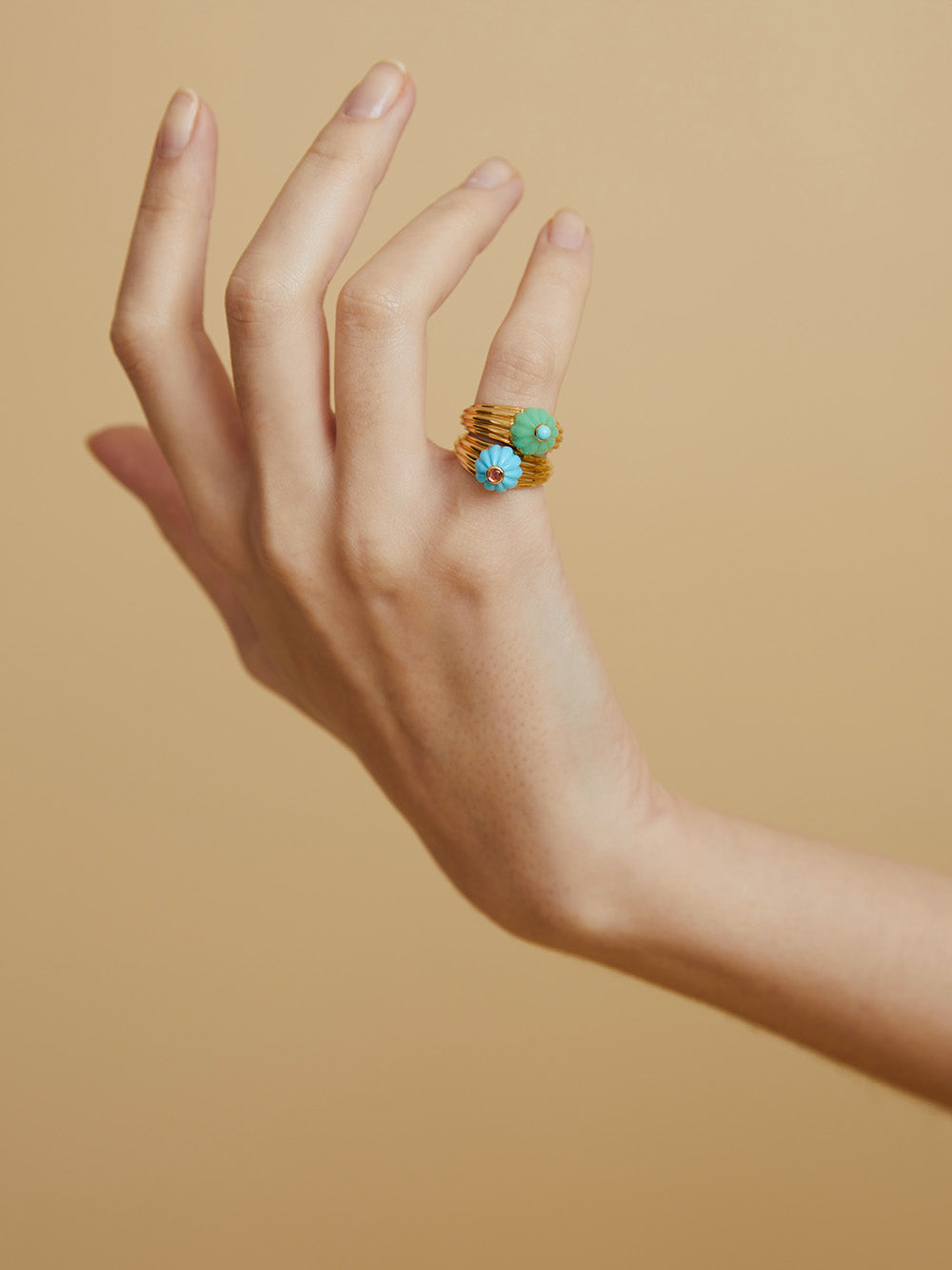 GELATO TURQUOISE AND TOURMALINE RING