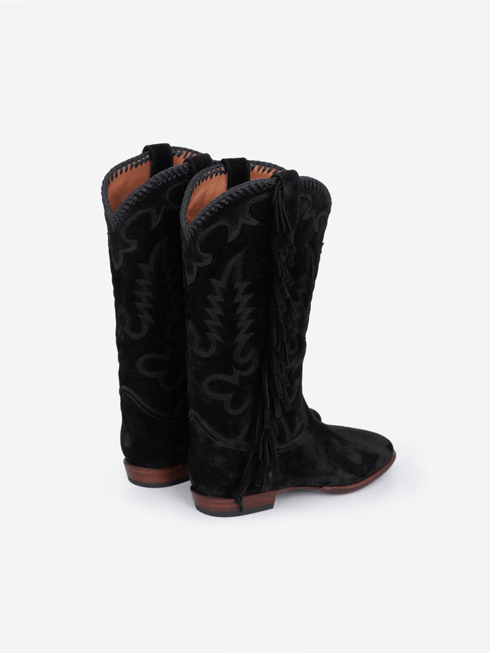 BOTTES SANTIAG FRINGE EN SUEDE BLACK