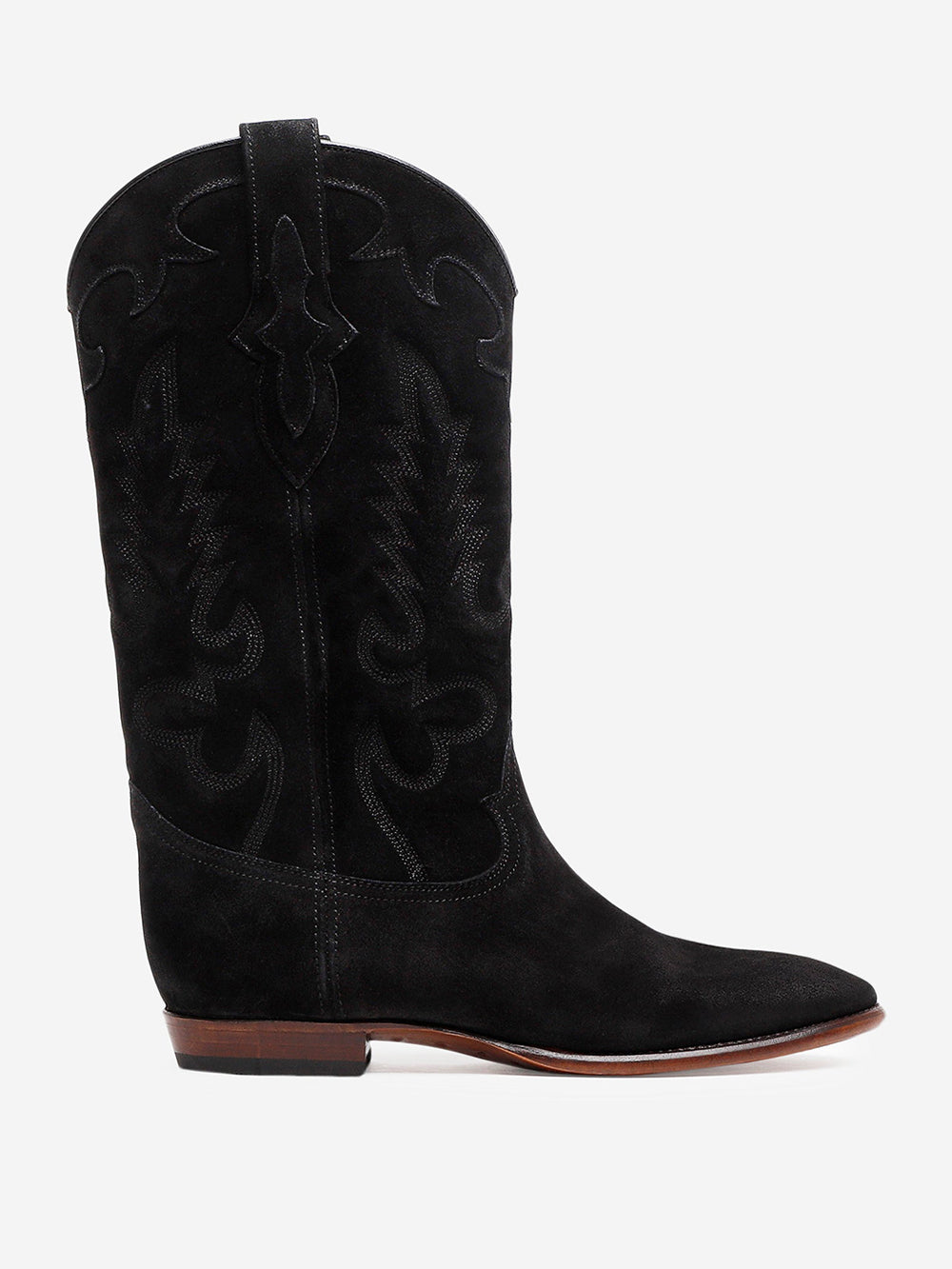 BLACK SUEDE MIDNIGHT COWBOY BOOTS