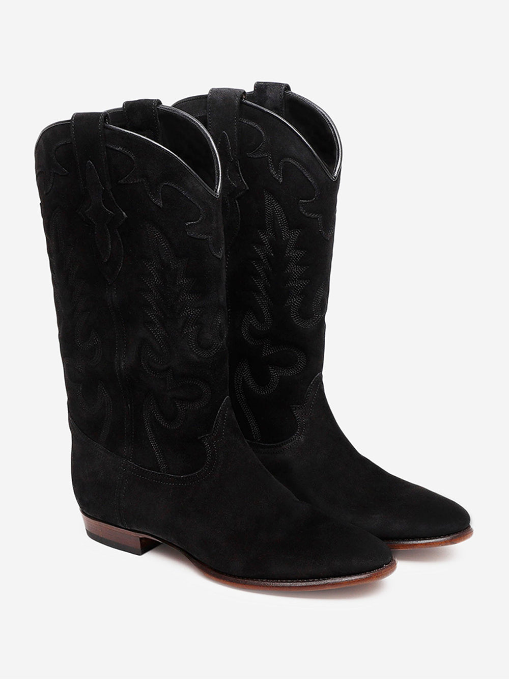 BLACK SUEDE MIDNIGHT COWBOY BOOTS