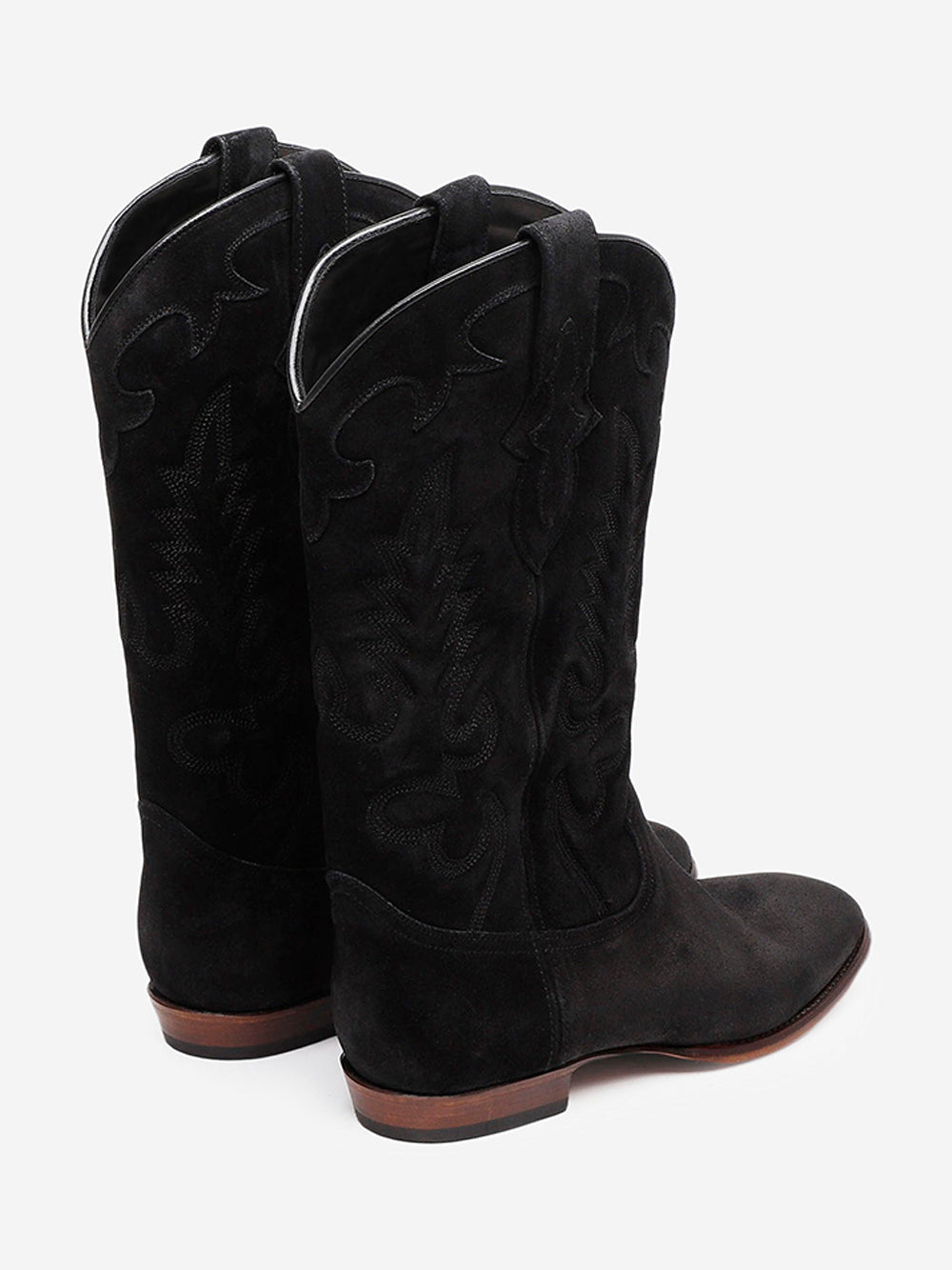 BLACK SUEDE MIDNIGHT COWBOY BOOTS