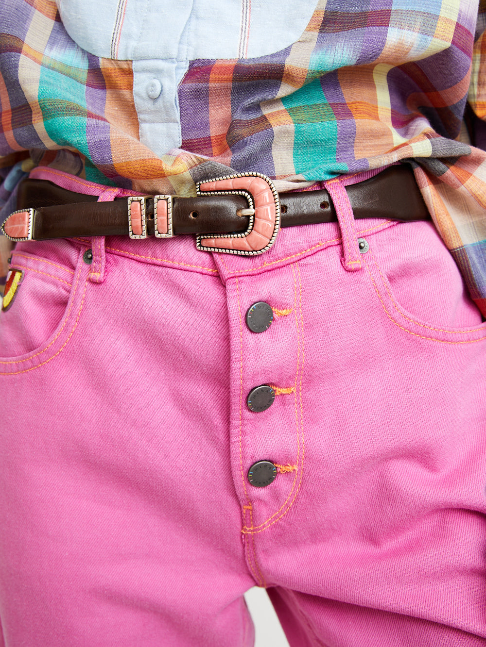 CRAZY PINK & BROWN BELT