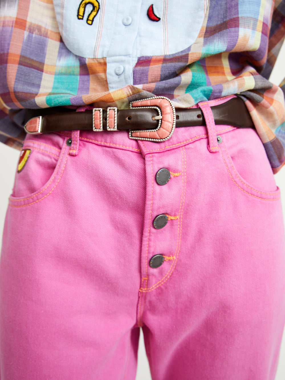 CRAZY PINK & BROWN BELT