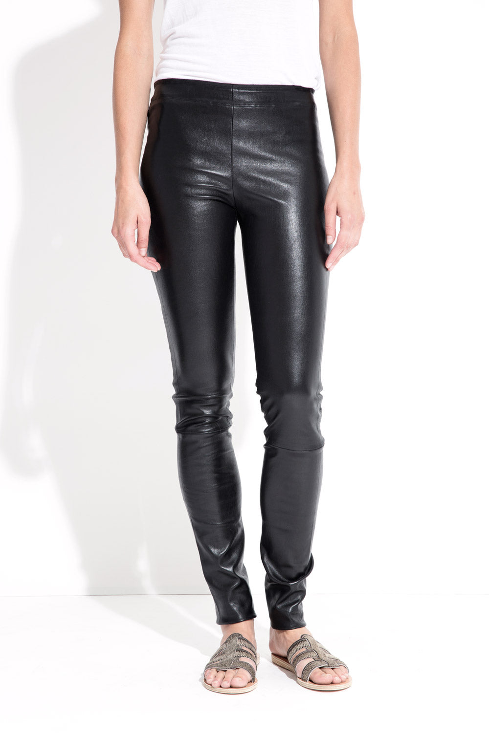 CAROLYN PLUNGED LEATHER TROUSERS