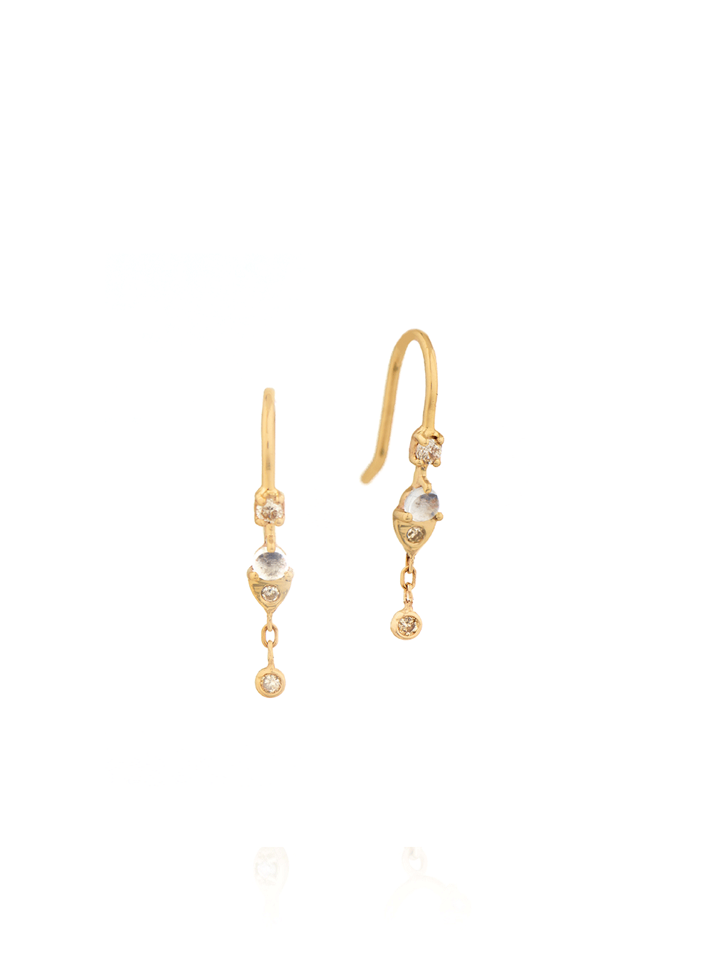 BOUCLES D'OREILLES MOONSTONE AND DIAMONDS SLEEPERS