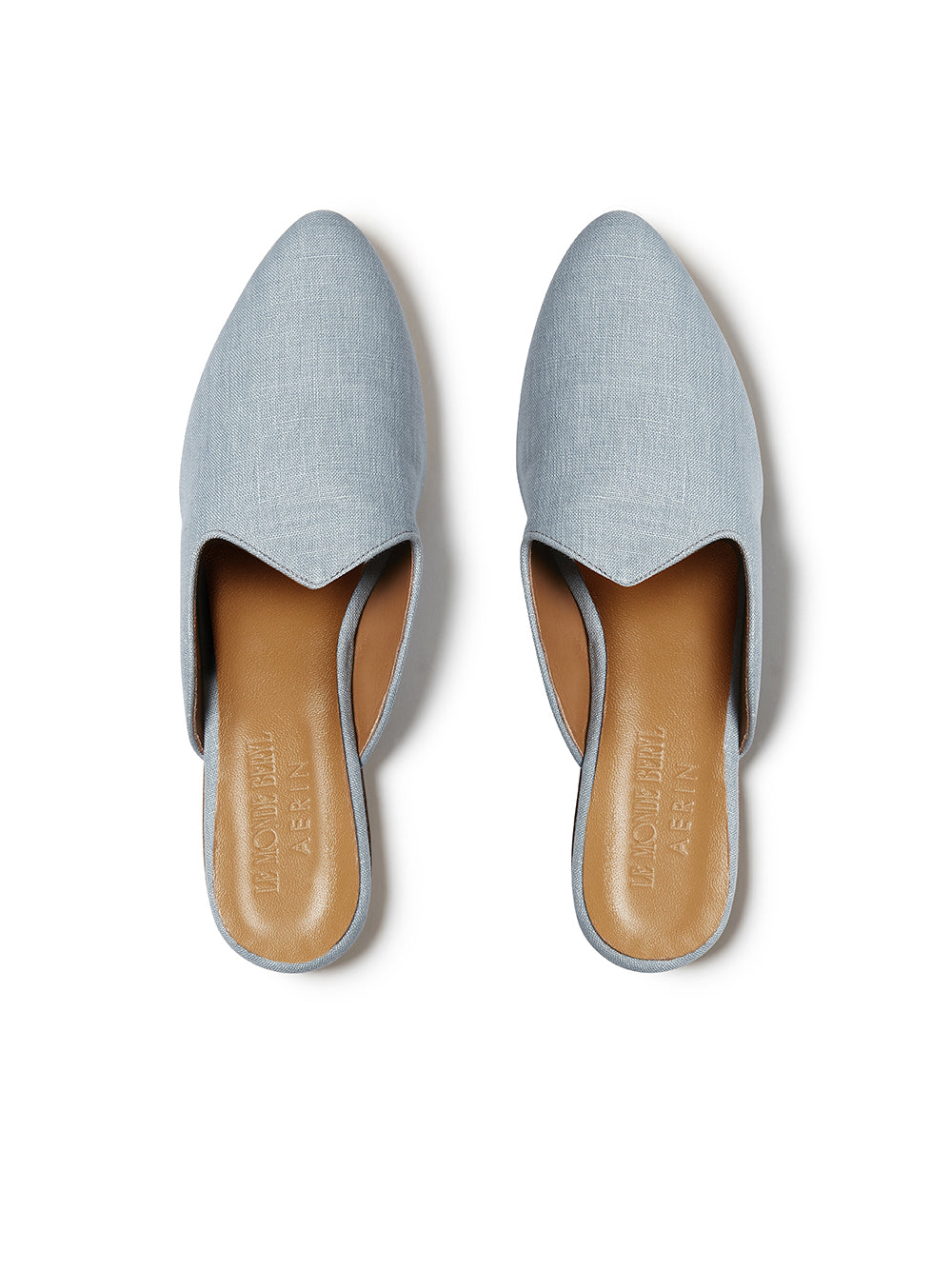 BLUE LINEN MULES