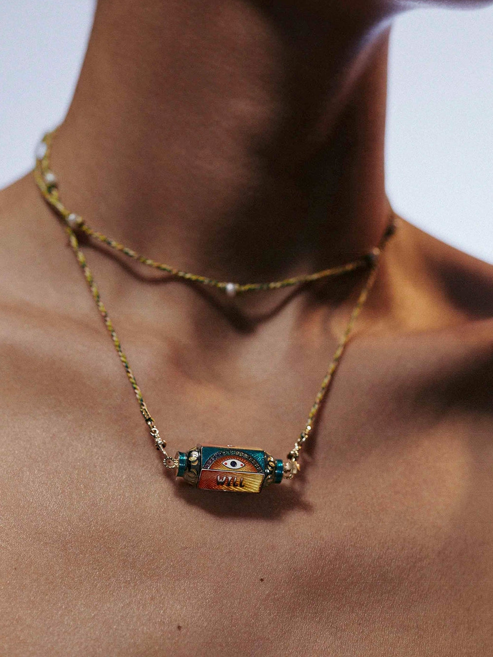 COLLIER LOCKET EYE WILL JAUNE