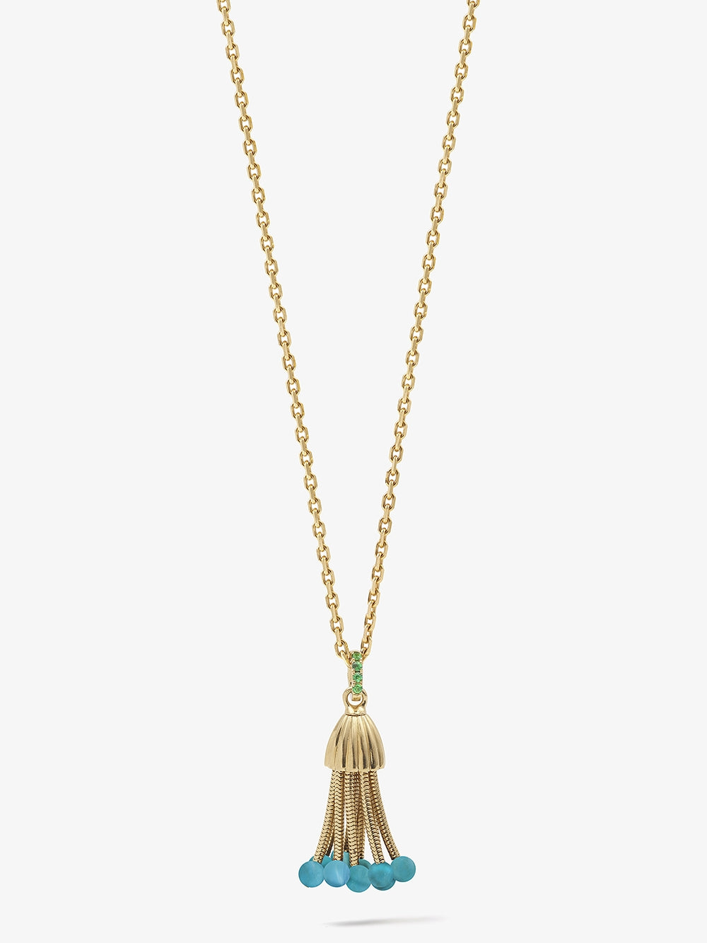 PENDENTIF POLPO PERLES TURQUOISES ET TSAVORITES